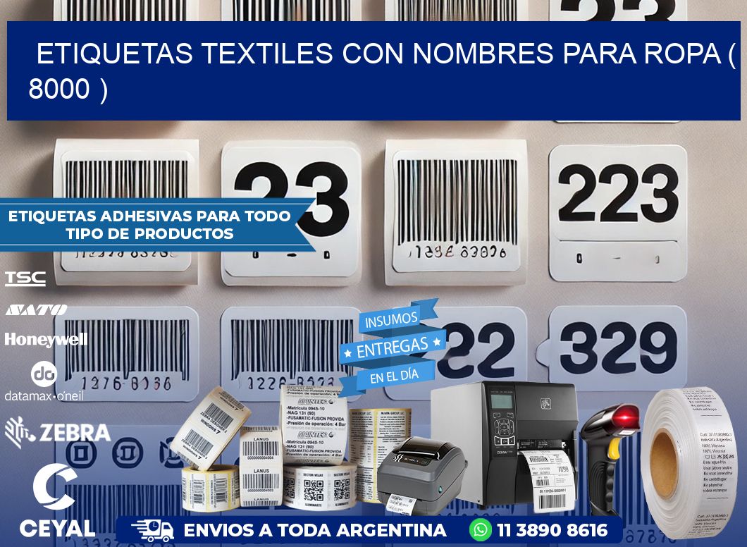 ETIQUETAS TEXTILES CON NOMBRES PARA ROPA ( 8000 )