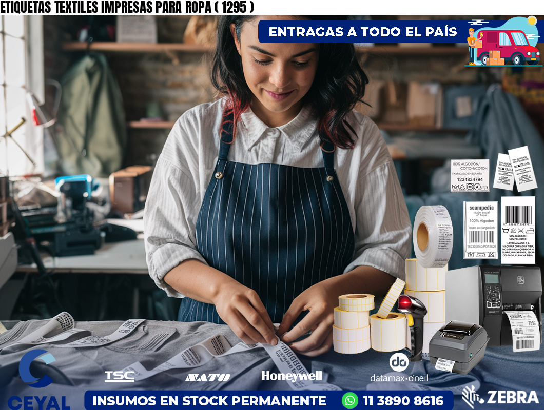 ETIQUETAS TEXTILES IMPRESAS PARA ROPA ( 1295 )