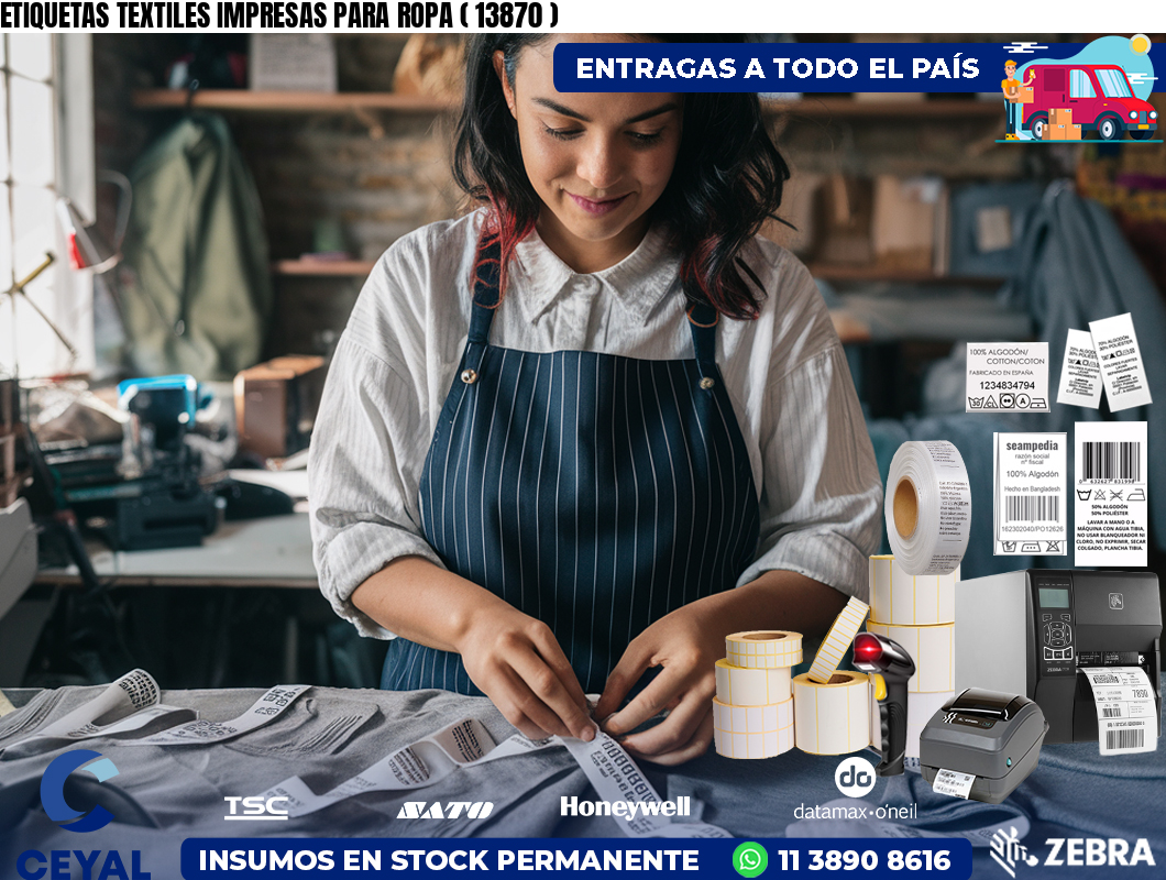 ETIQUETAS TEXTILES IMPRESAS PARA ROPA ( 13870 )