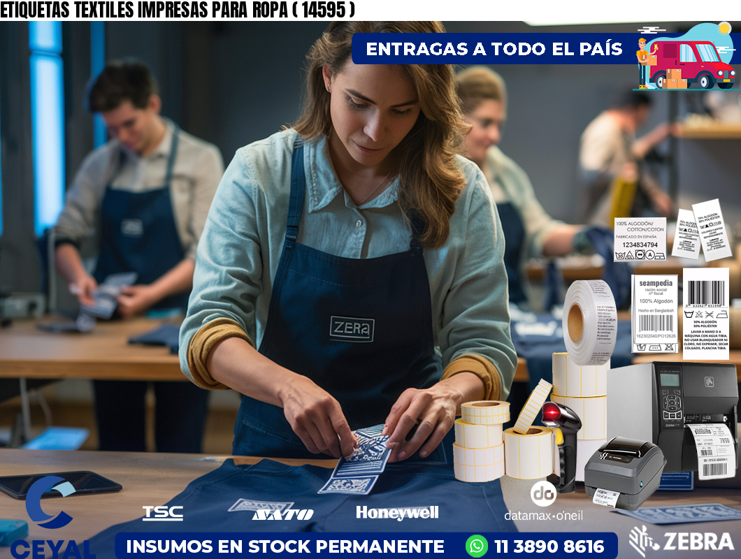 ETIQUETAS TEXTILES IMPRESAS PARA ROPA ( 14595 )
