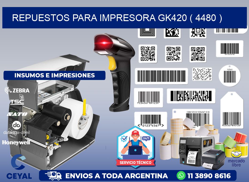REPUESTOS PARA IMPRESORA GK420 ( 4480 )