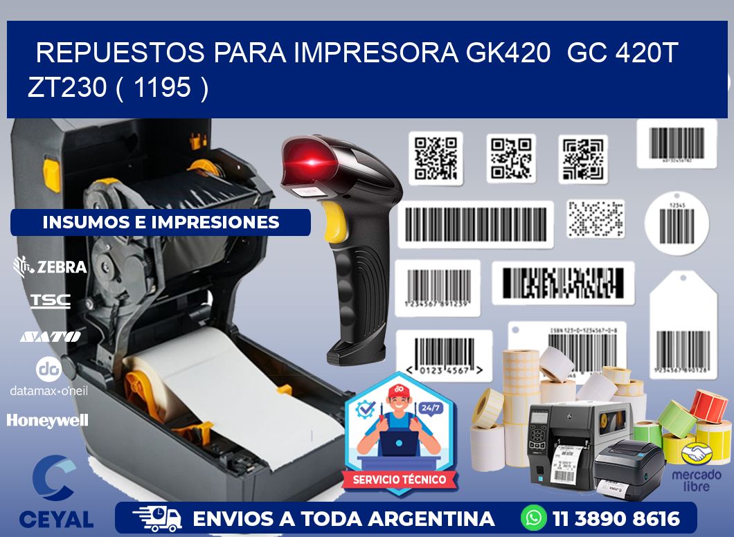 REPUESTOS PARA IMPRESORA GK420 GC 420T ZT230 ( 1195 )