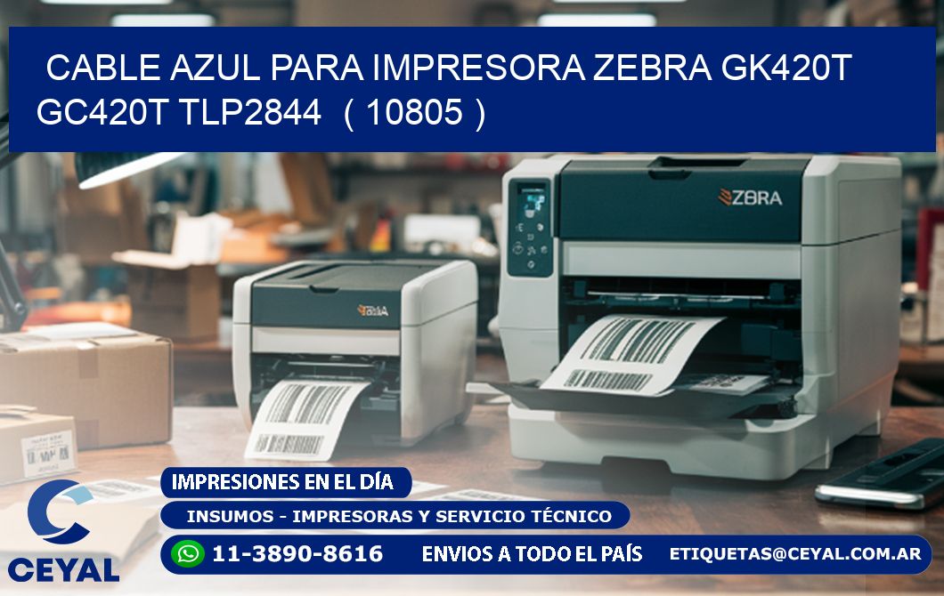 cable azul para impresora zebra GK420T GC420T TLP2844  ( 10805 )