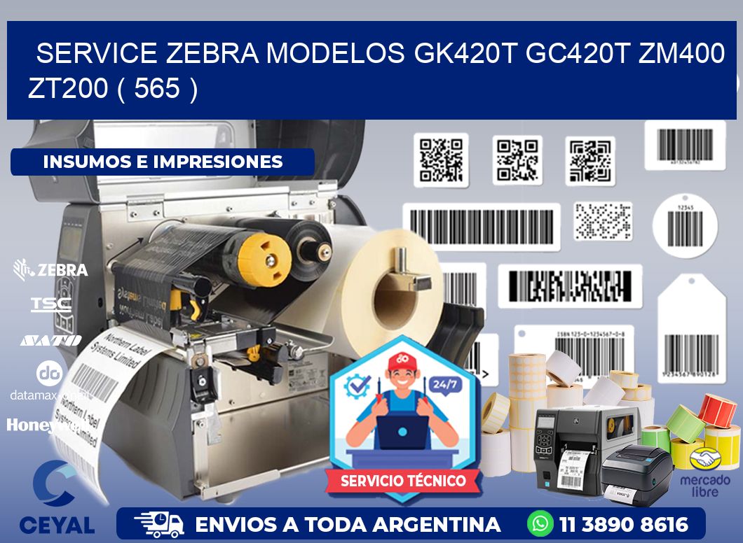 service zebra MODELOS GK420T GC420T ZM400 ZT200 ( 565 )