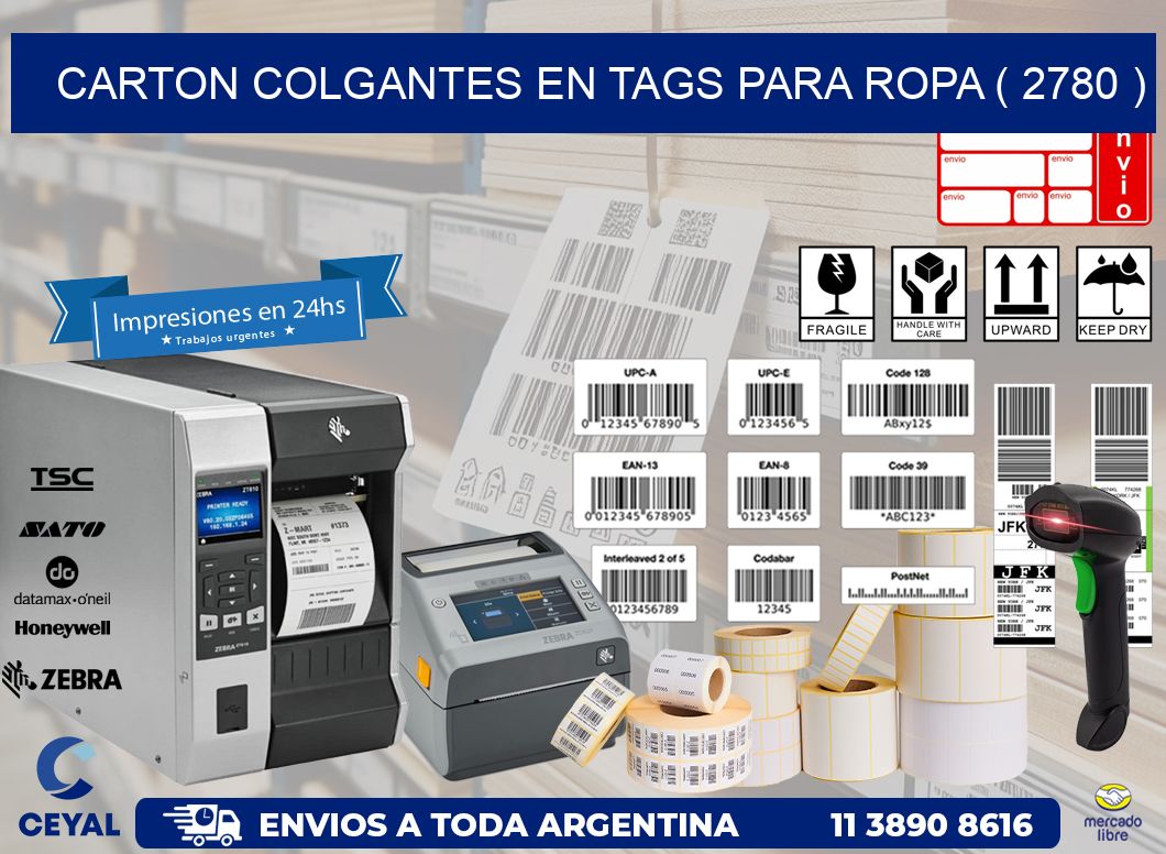 CARTON COLGANTES EN TAGS PARA ROPA ( 2780 )