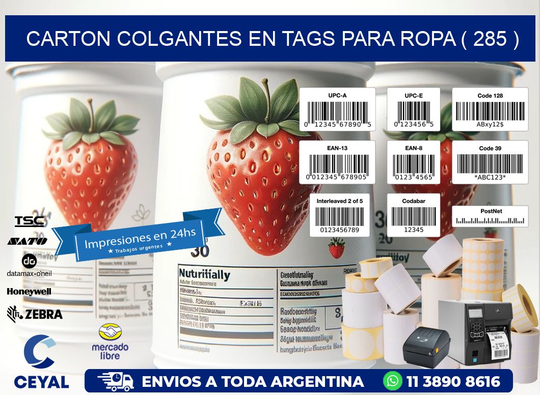 CARTON COLGANTES EN TAGS PARA ROPA ( 285 )