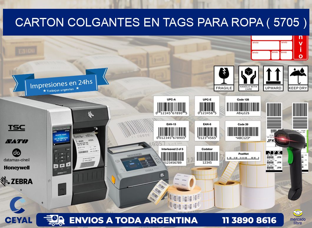 CARTON COLGANTES EN TAGS PARA ROPA ( 5705 )