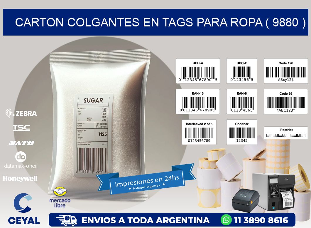 CARTON COLGANTES EN TAGS PARA ROPA ( 9880 )