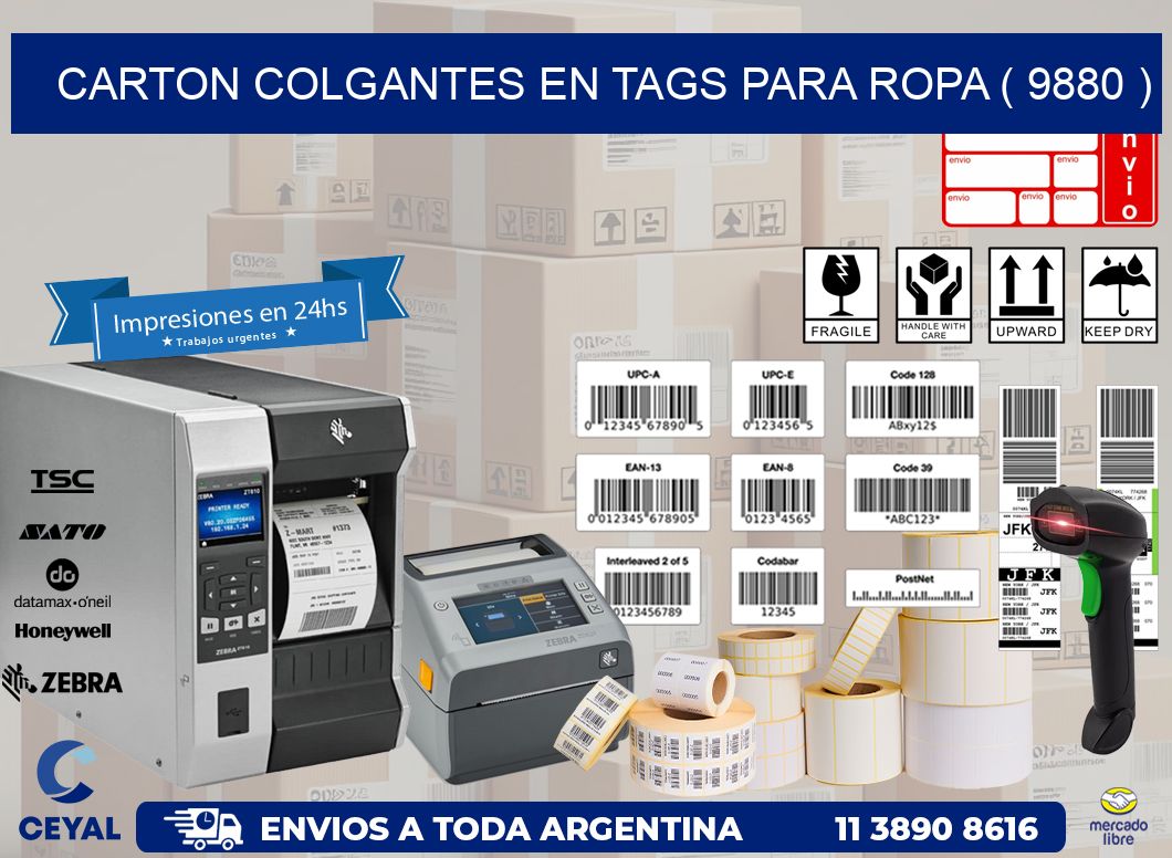 CARTON COLGANTES EN TAGS PARA ROPA ( 9880 )