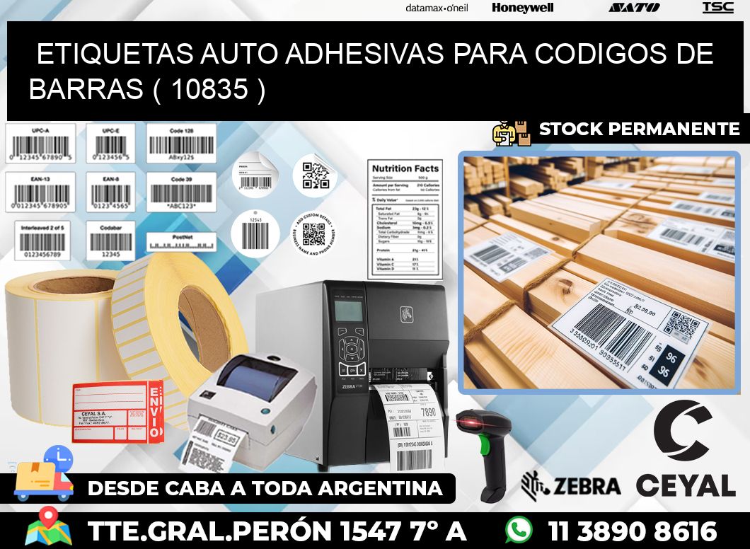 ETIQUETAS AUTO ADHESIVAS PARA CODIGOS DE BARRAS ( 10835 )