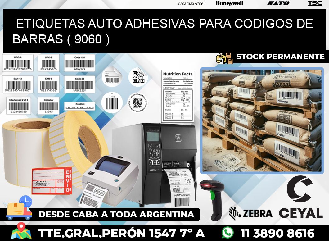 ETIQUETAS AUTO ADHESIVAS PARA CODIGOS DE BARRAS ( 9060 )