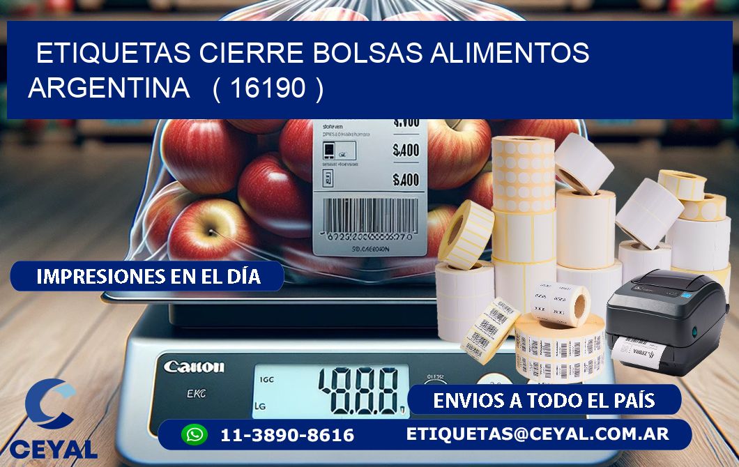 ETIQUETAS CIERRE BOLSAS ALIMENTOS ARGENTINA   ( 16190 )