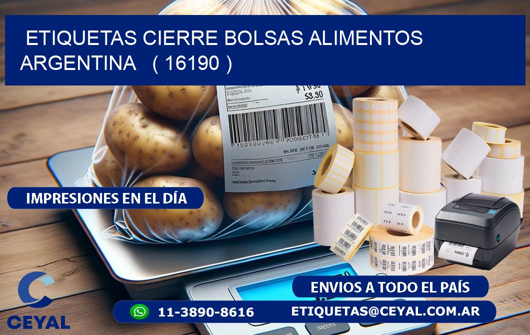 ETIQUETAS CIERRE BOLSAS ALIMENTOS ARGENTINA   ( 16190 )