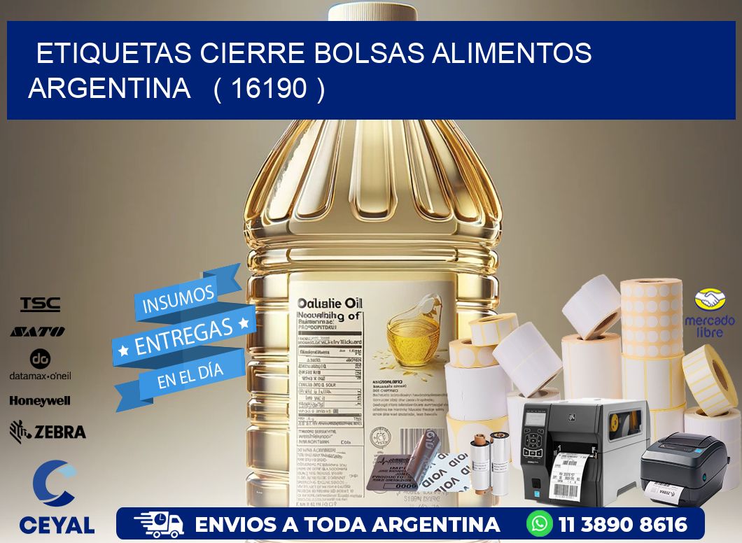 ETIQUETAS CIERRE BOLSAS ALIMENTOS ARGENTINA   ( 16190 )