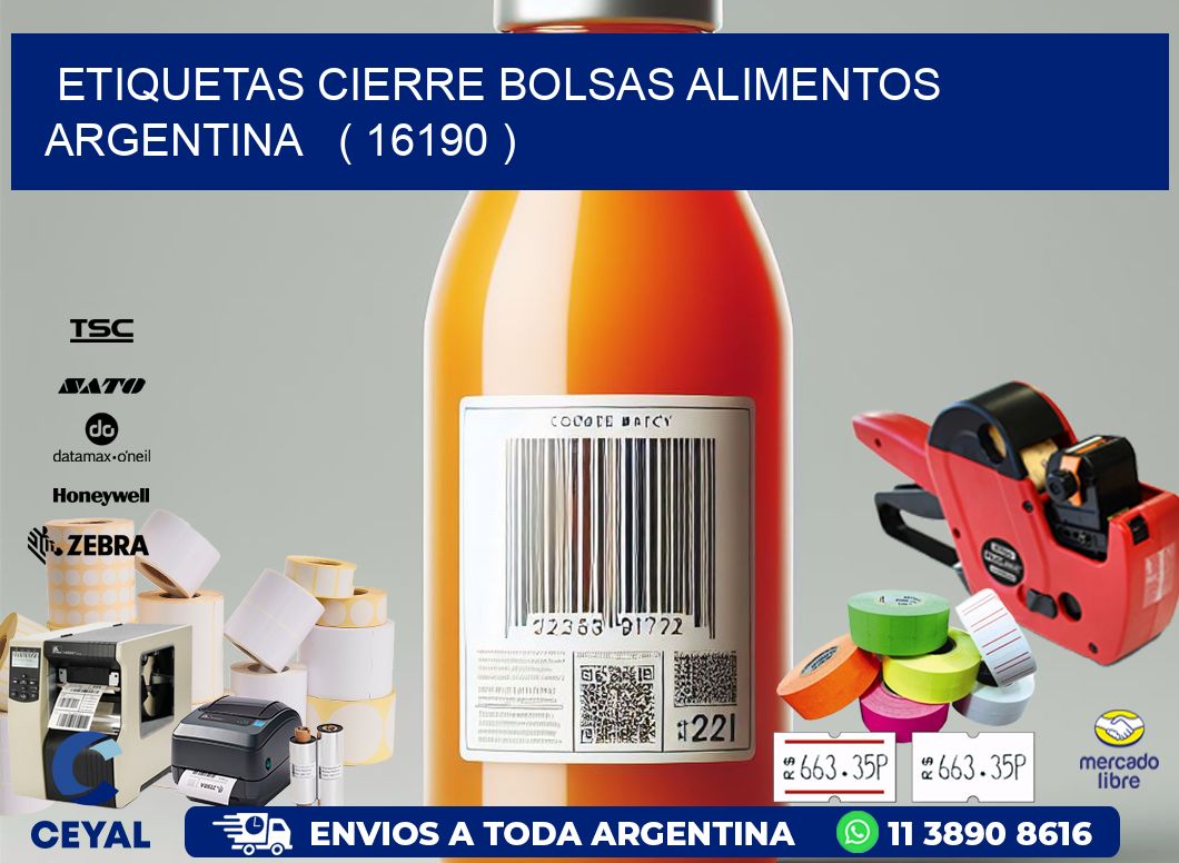 ETIQUETAS CIERRE BOLSAS ALIMENTOS ARGENTINA   ( 16190 )