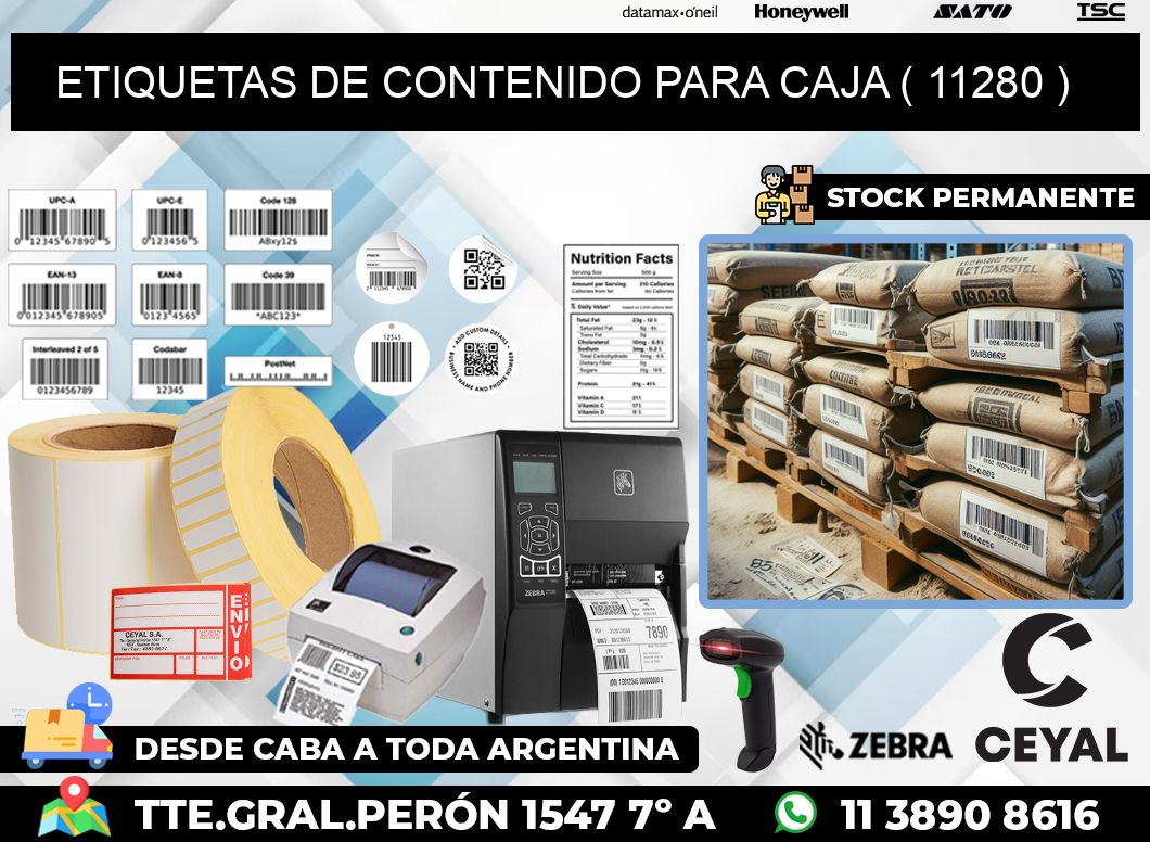 ETIQUETAS DE CONTENIDO PARA CAJA ( 11280 )