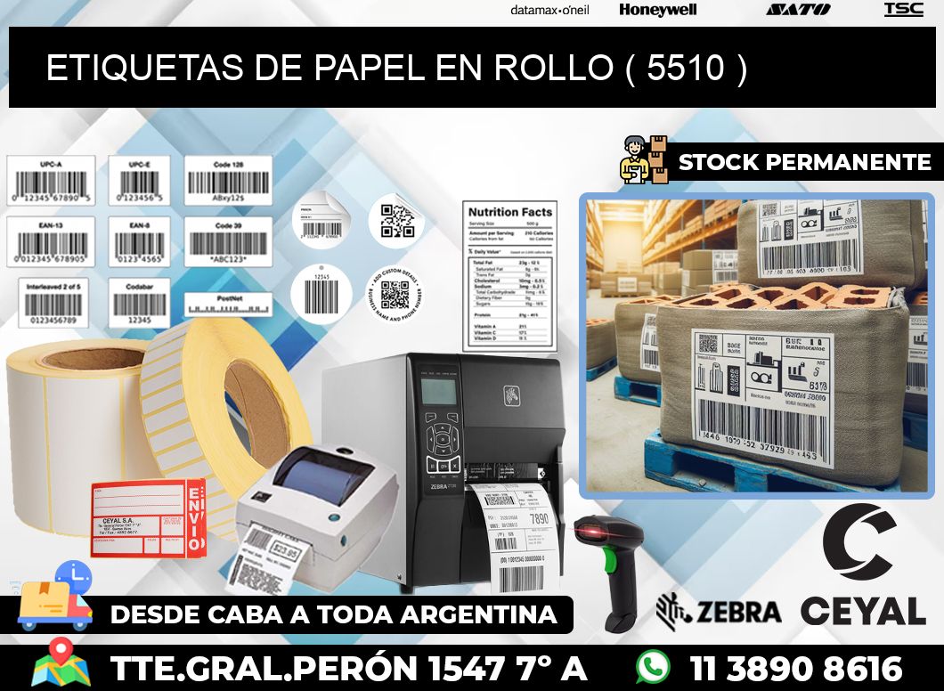 ETIQUETAS DE PAPEL EN ROLLO ( 5510 )