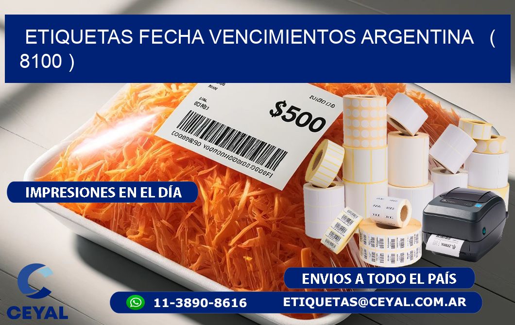 ETIQUETAS FECHA VENCIMIENTOS ARGENTINA   ( 8100 )