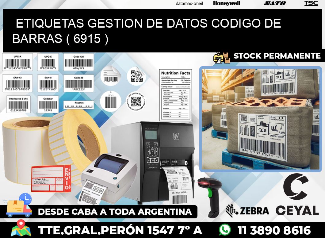 ETIQUETAS GESTION DE DATOS CODIGO DE BARRAS ( 6915 )