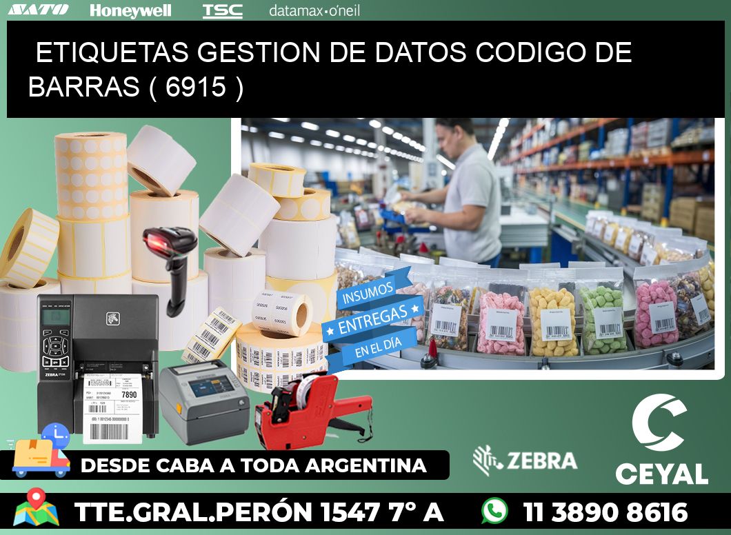 ETIQUETAS GESTION DE DATOS CODIGO DE BARRAS ( 6915 )