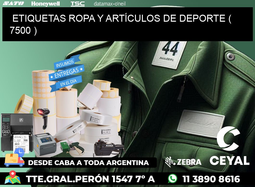 ETIQUETAS ROPA Y ARTÍCULOS DE DEPORTE ( 7500 )