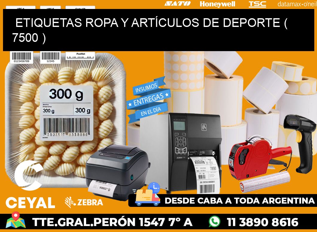 ETIQUETAS ROPA Y ARTÍCULOS DE DEPORTE ( 7500 )