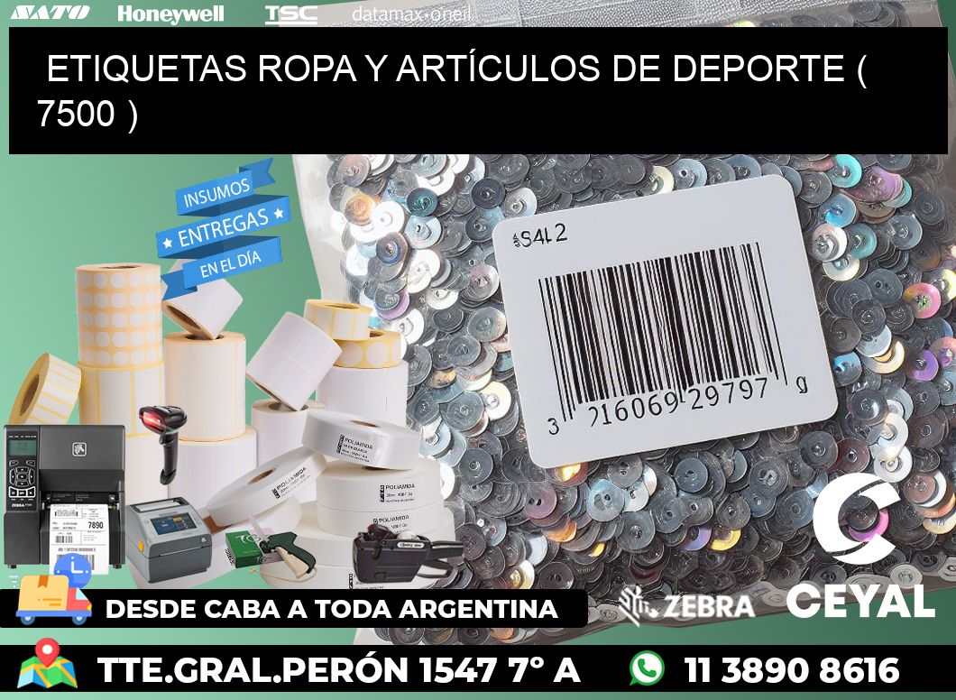 ETIQUETAS ROPA Y ARTÍCULOS DE DEPORTE ( 7500 )