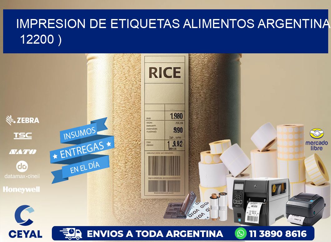 IMPRESION DE ETIQUETAS ALIMENTOS ARGENTINA   12200 )