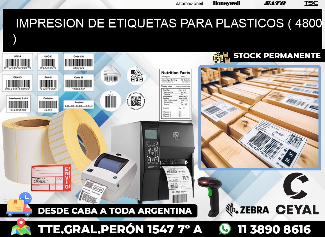 IMPRESION DE ETIQUETAS PARA PLASTICOS ( 4800 )