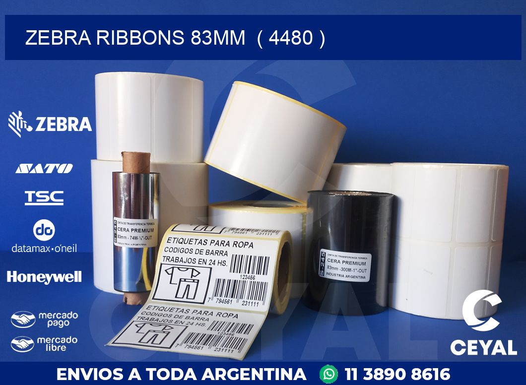 ZEBRA RIBBONS 83MM  ( 4480 )