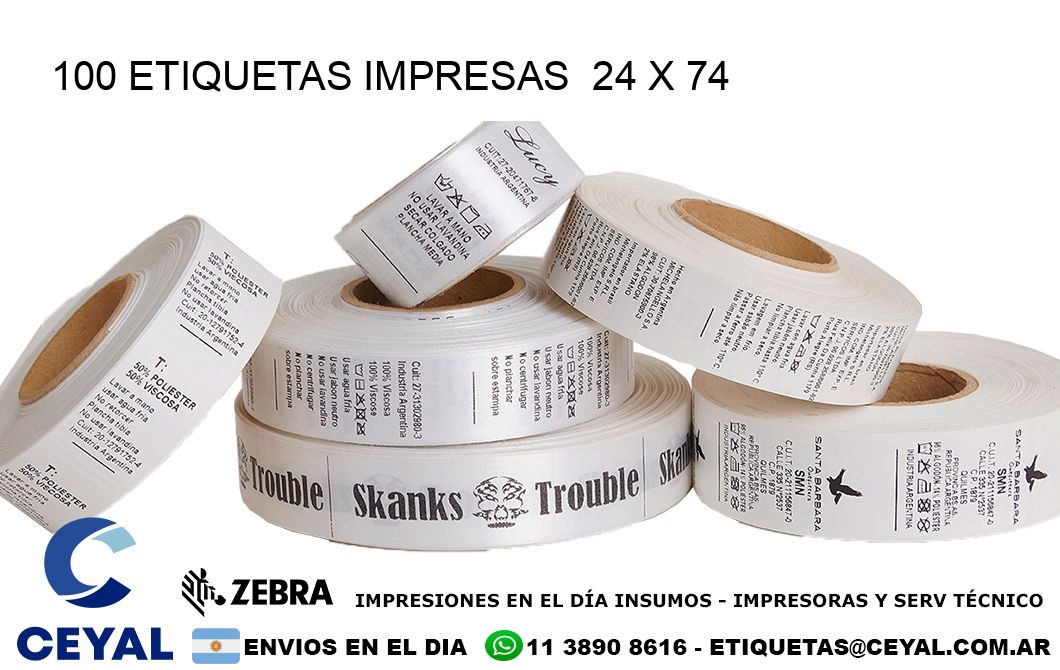 100 ETIQUETAS IMPRESAS  24 x 74