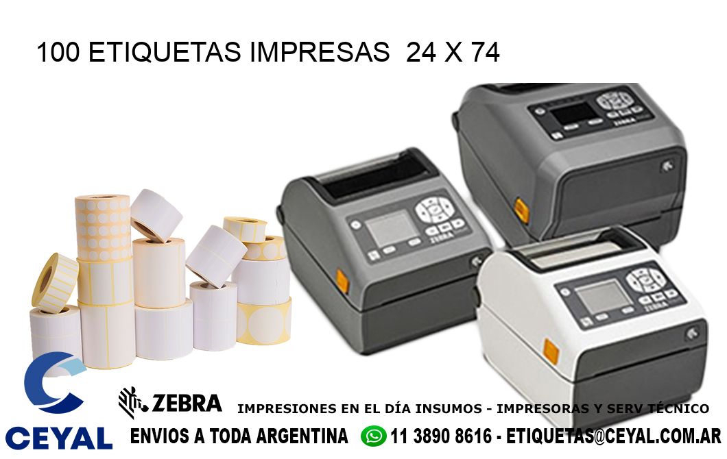 100 ETIQUETAS IMPRESAS  24 x 74