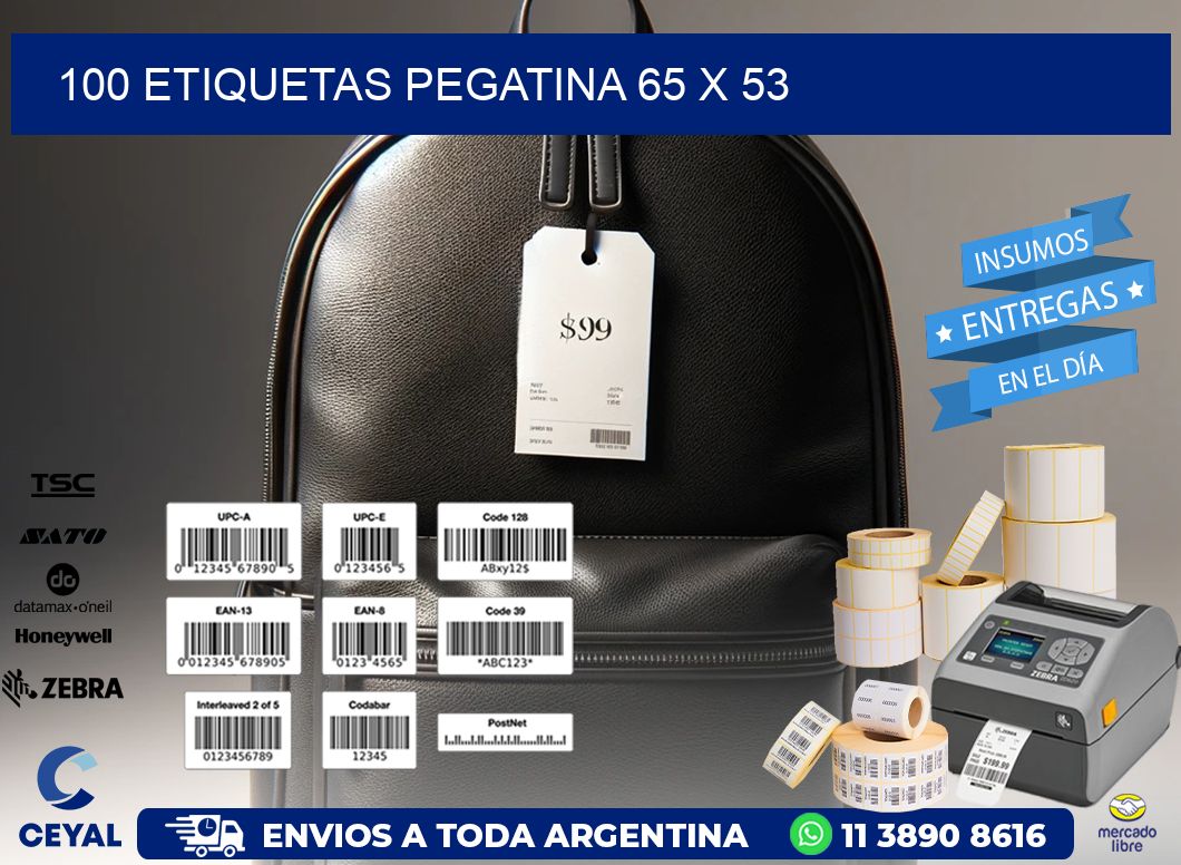 100 ETIQUETAS PEGATINA 65 x 53