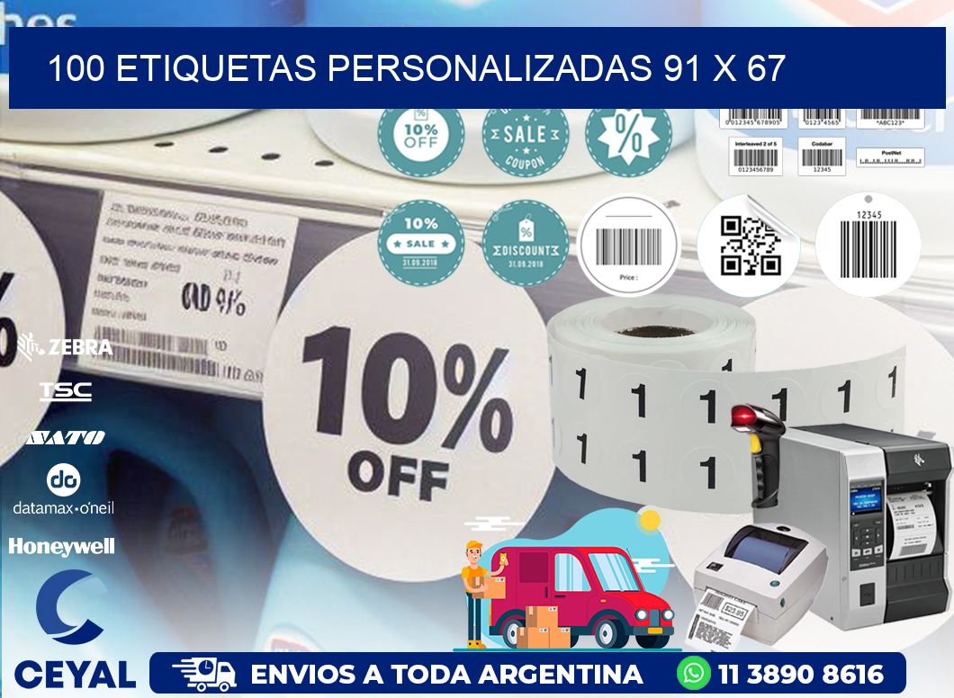 100 ETIQUETAS PERSONALIZADAS 91 x 67