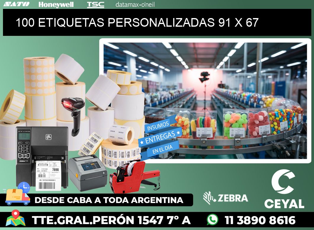 100 ETIQUETAS PERSONALIZADAS 91 x 67