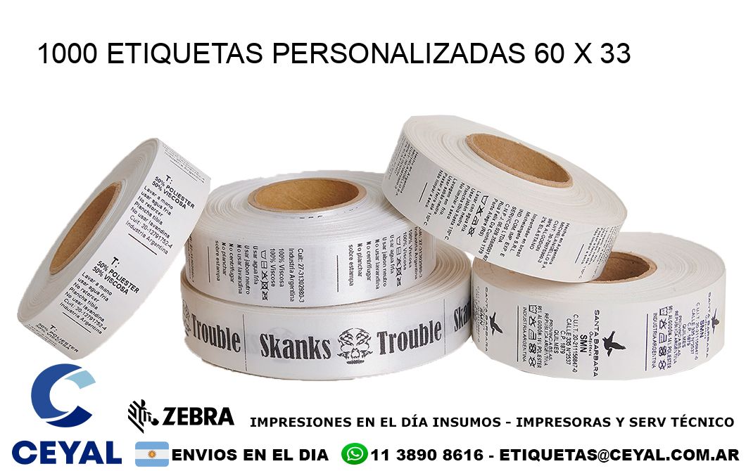 1000 ETIQUETAS PERSONALIZADAS 60 x 33