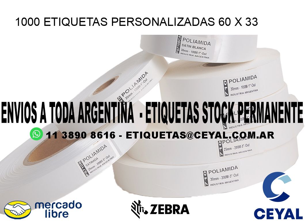 1000 ETIQUETAS PERSONALIZADAS 60 x 33
