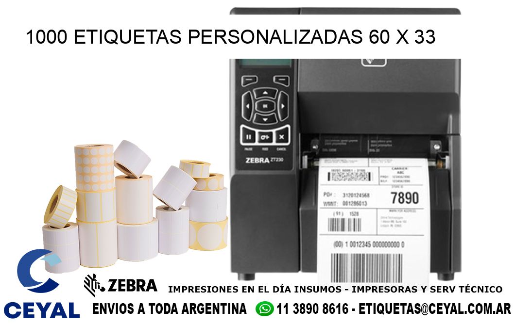 1000 ETIQUETAS PERSONALIZADAS 60 x 33