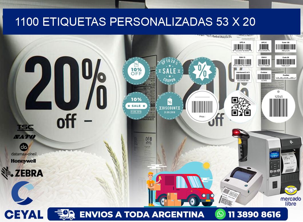 1100 ETIQUETAS PERSONALIZADAS 53 x 20