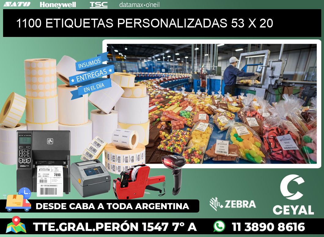 1100 ETIQUETAS PERSONALIZADAS 53 x 20
