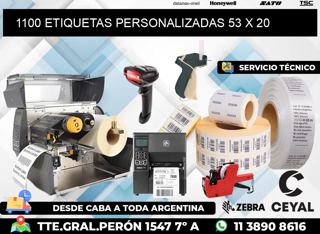 1100 ETIQUETAS PERSONALIZADAS 53 x 20