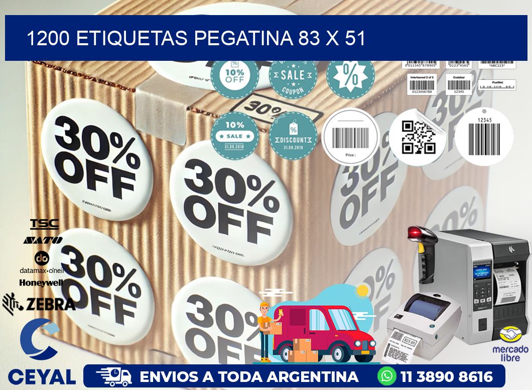 1200 ETIQUETAS PEGATINA 83 x 51