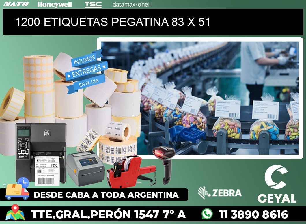 1200 ETIQUETAS PEGATINA 83 x 51