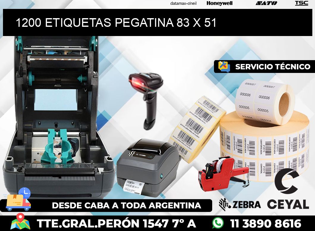 1200 ETIQUETAS PEGATINA 83 x 51