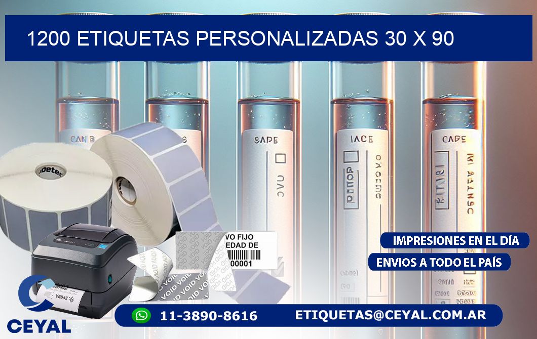 1200 ETIQUETAS PERSONALIZADAS 30 x 90