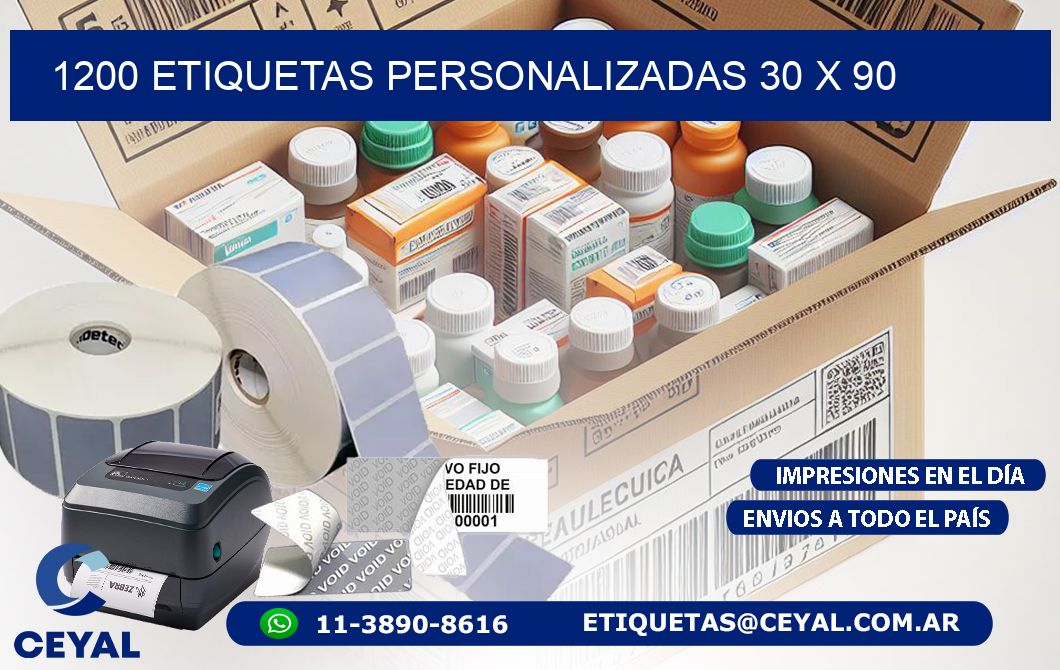 1200 ETIQUETAS PERSONALIZADAS 30 x 90