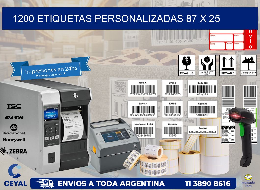 1200 ETIQUETAS PERSONALIZADAS 87 x 25