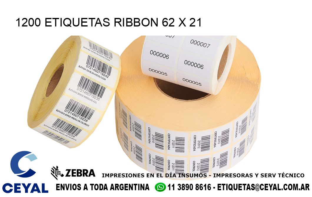 1200 ETIQUETAS RIBBON 62 x 21