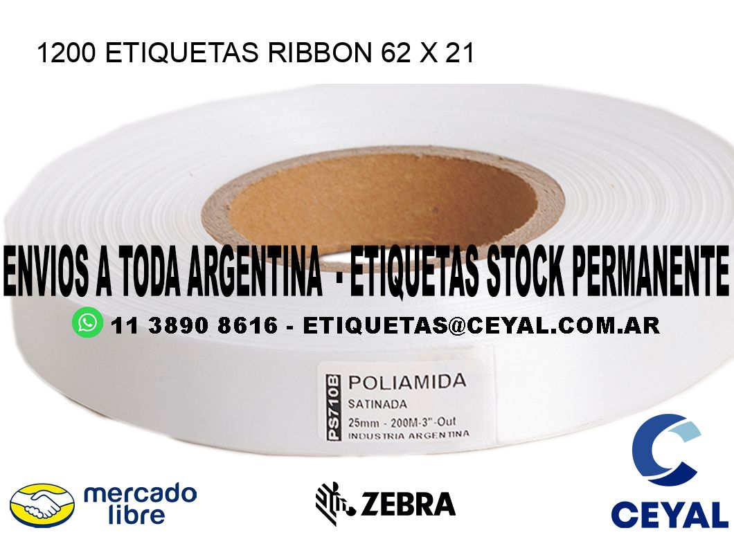 1200 ETIQUETAS RIBBON 62 x 21