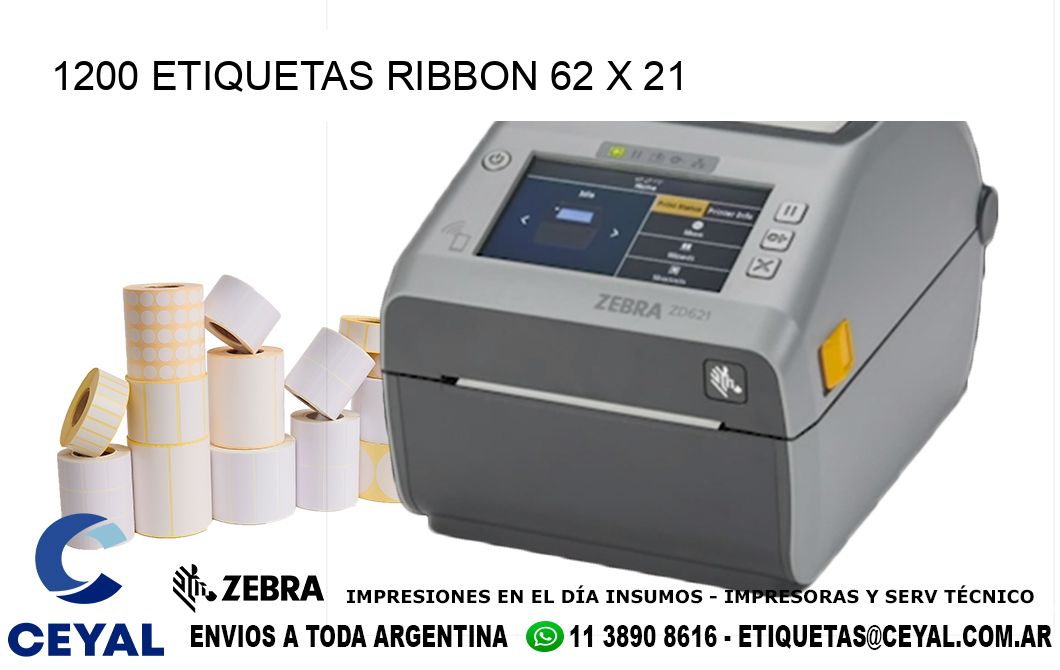 1200 ETIQUETAS RIBBON 62 x 21